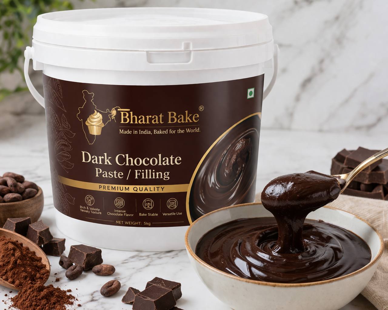 DARK CHOCOLATE PASTE - 1 kg Bucket Packing